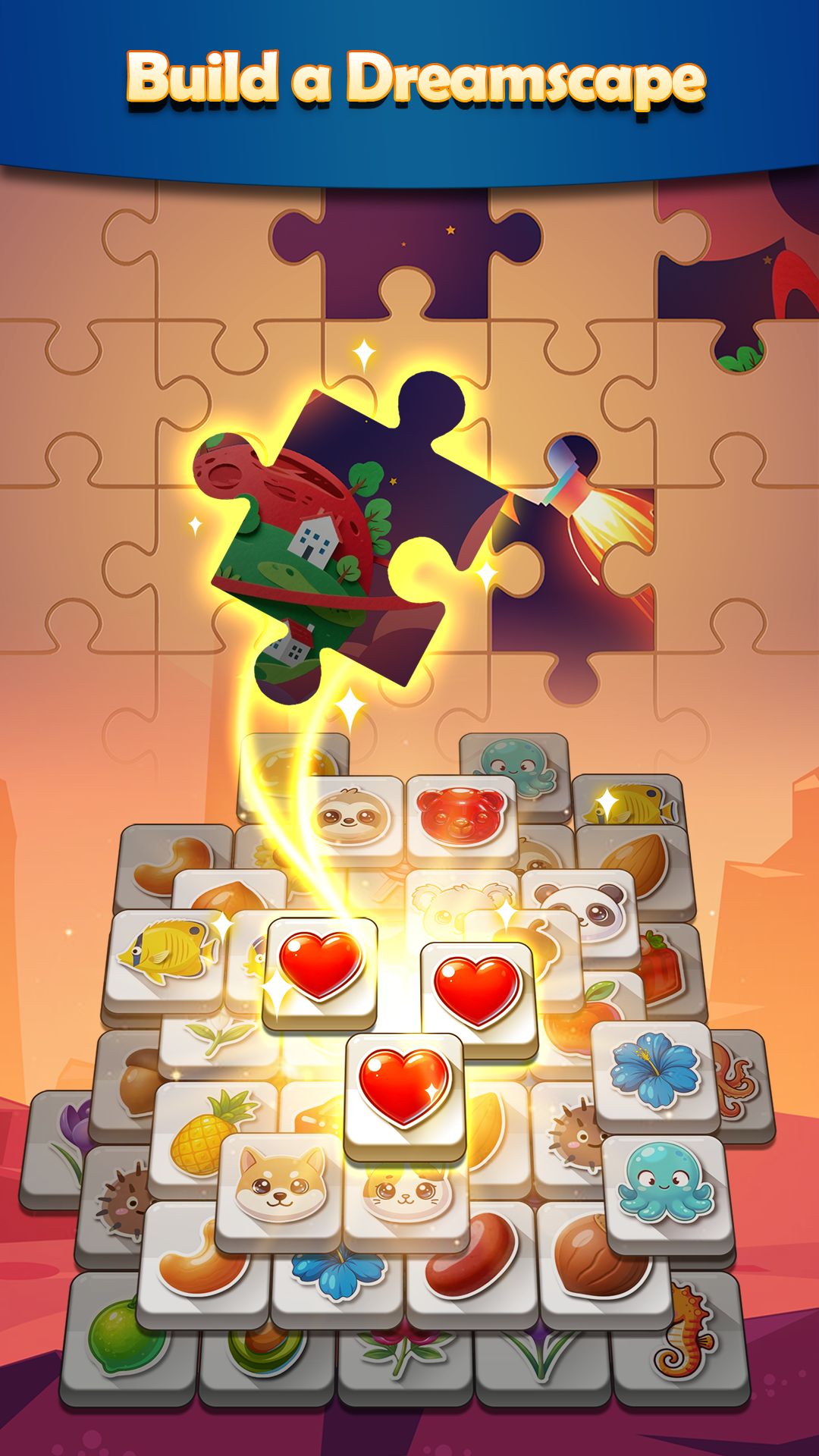 A tile-matching puzzle in a dreamy illustrated world