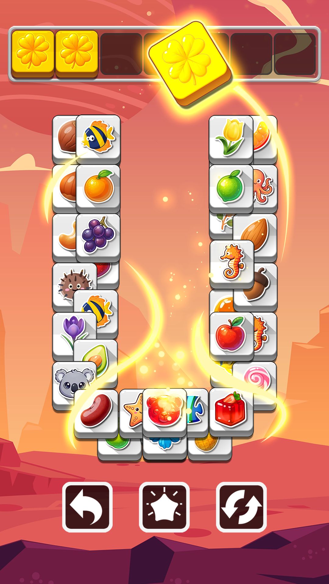 A relaxing tile-matching challenge in a cosmic scene